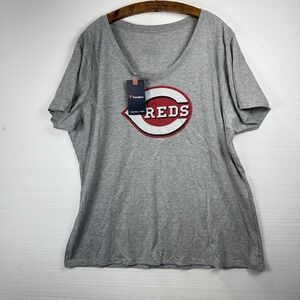 Cincinnati Reds Seffernick 71 Ladies 3XL T-Shirt V-Neck Tee Gray Fanatics Brand